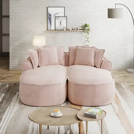 Sofá CollaHausse en chenilla, Sin marco, Chaiselongue doble extragrande
