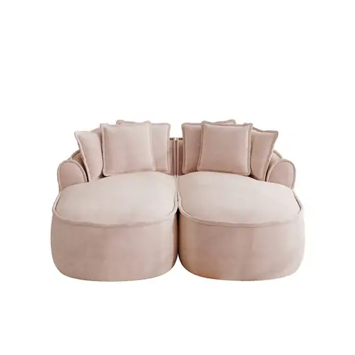Sofá CollaHausse en chenilla, Sin marco, Chaiselongue doble extragrande