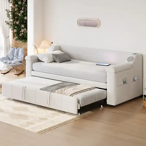 Sofá cama CollaHausse en terciopelo, Reposabrazos anchos y gruesos 90/180x190cm