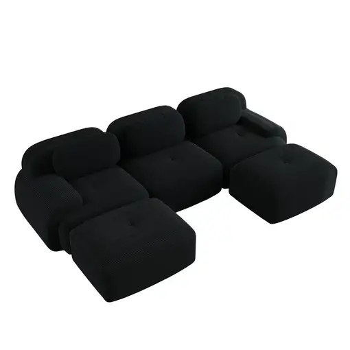 Sofá de esquina CollaHausse en terciopelo acanalado, Modular, Sin montaje