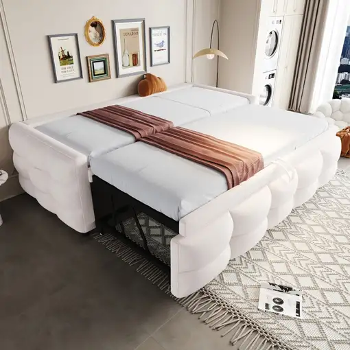 Cama CollaHausse en tela de terciopelo teddy, Extensible 90/180x190cm Cama CollaHausse en tela de terciopelo teddy, Extensible 90/180x190cm
