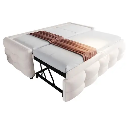 Cama CollaHausse en tela de terciopelo teddy, Extensible 90/180x190cm