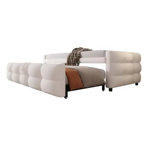 Cama CollaHausse en tela de terciopelo teddy, Extensible 90/180x190cm
