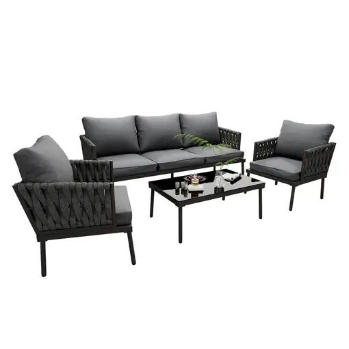 Conjunto de salón de jardín CollaHausse en acero galvanizado, Cojines cómodos