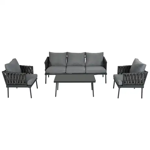 Conjunto de salón de jardín CollaHausse en acero galvanizado, Cojines cómodos