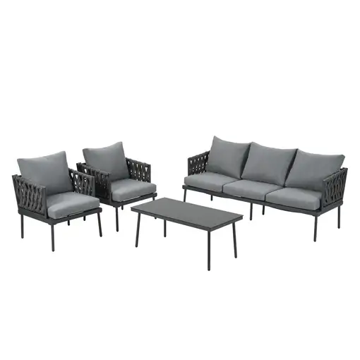 Conjunto de salón de jardín CollaHausse en acero galvanizado, Cojines cómodos