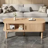 Mesa de centro CollaHausse en mdf, Ruedas, Estantes abiertos 110x55x45cm