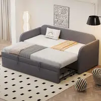 Cama CollaHausse en lino, Extensible, Convertible en sofá cama 90/180x190cm Cama CollaHausse en lino, Extensible, Convertible en sofá cama 90/180x190cm
