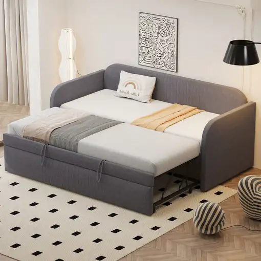 Cama CollaHausse en lino, Extensible, Convertible en sofá cama 90/180x190cm Cama CollaHausse en lino, Extensible, Convertible en sofá cama 90/180x190cm