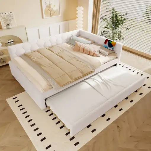 Cama CollaHausse en cuero sintético, 140x200cm, Somier de láminas 140x200cm