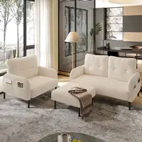 Conjunto de salón CollaHausse en tela, Conjunto de 3 piezas, 1 sillón, 1 puf