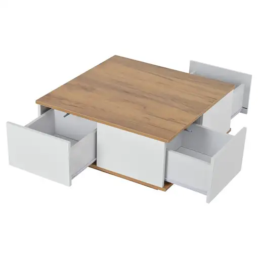 Mesa de centro CollaHausse 3 cajones, Geométrico, Brillo intenso 70x70x31.5cm