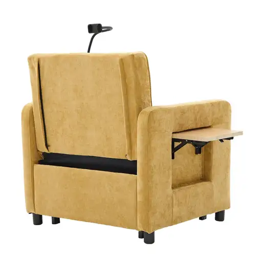 Sillón cama CollaHausse en chenilla, Dos en uno, Con cojín, Bolsillos laterales