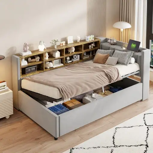 Cama CollaHausse en terciopelo, 90x200 cm 90x200cm Cama CollaHausse en terciopelo, 90x200 cm 90x200cm