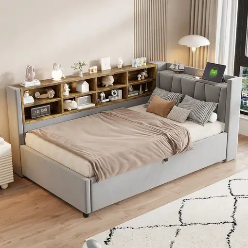 Cama CollaHausse en terciopelo, 90x200 cm 90x200cm