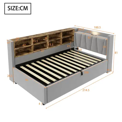 Cama CollaHausse en terciopelo, 90x200 cm 90x200cm