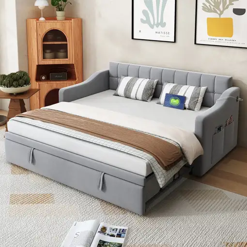Sofá cama CollaHausse en terciopelo, 2 en 1, Multifuncional 90x180x190cm Sofá cama CollaHausse en terciopelo, 2 en 1, Multifuncional 90x180x190cm