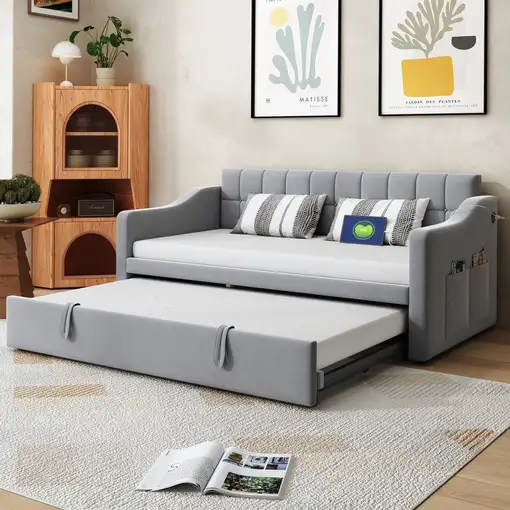 Sofá cama CollaHausse en terciopelo, 2 en 1, Multifuncional 90x180x190cm
