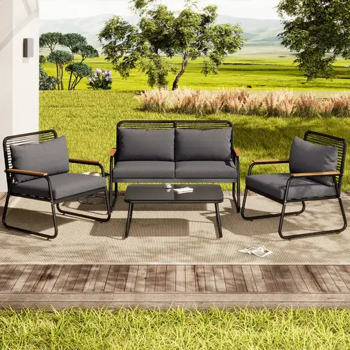 Conjunto de salón de jardín CollaHausse en hierro galvanizado, Mesa incluida Conjunto de salón de jardín CollaHausse en hierro galvanizado, Mesa incluida