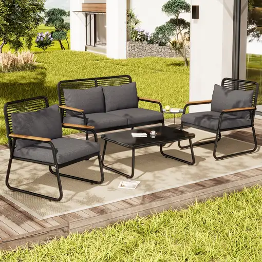 Conjunto de salón de jardín CollaHausse en hierro galvanizado, Mesa incluida