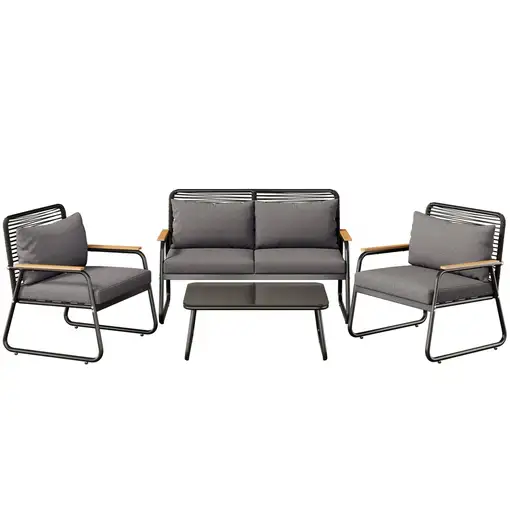 Conjunto de salón de jardín CollaHausse en hierro galvanizado, Mesa incluida