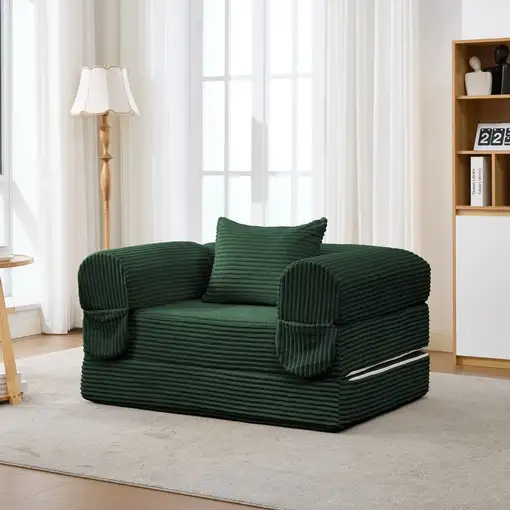Sofá cama CollaHausse en pana, Convertible, Multifuncional, Plegable