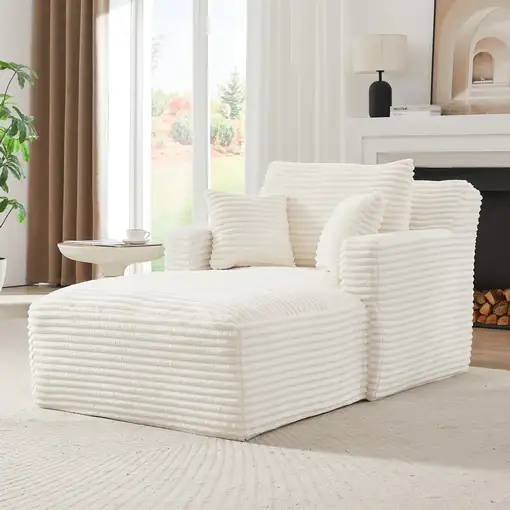 Chaise longue CollaHausse en pana, Sin montaje, Función relax