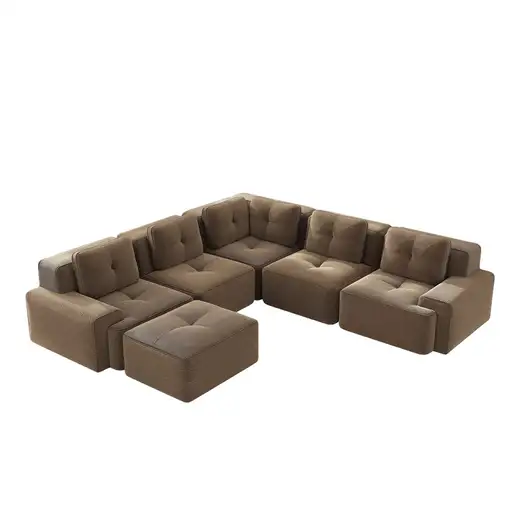 Sofá modular CollaHausse en terciopelo acanalado, Sin montaje, Antideslizante