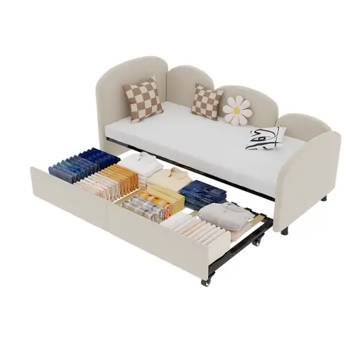 Cama CollaHausse en terciopelo, Con cajones de almacenamiento, Cama de día
