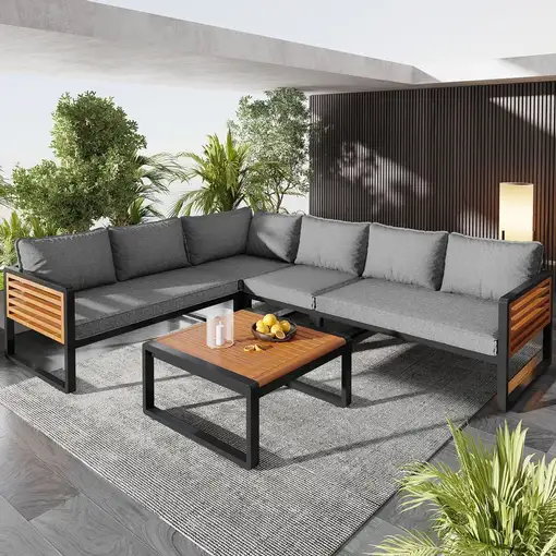 Sofá de jardín CollaHausse en hierro galvanizado, Conjunto lounge Sofá de jardín CollaHausse en hierro galvanizado, Conjunto lounge