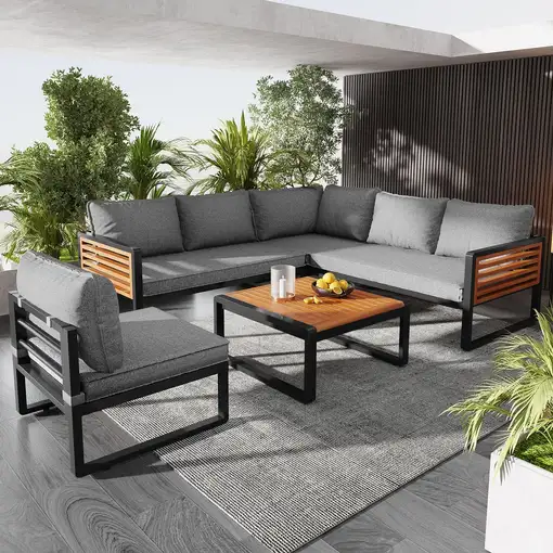Sofá de jardín CollaHausse en hierro galvanizado, Conjunto lounge