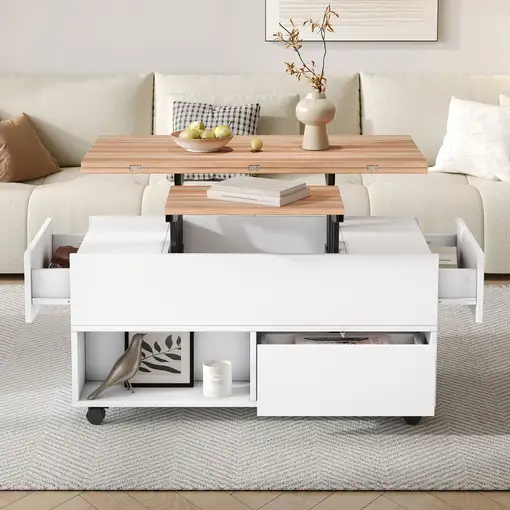 Mesa de centro CollaHausse 4 ruedas, Multifuncional, 4 cajones 100x50x52cm