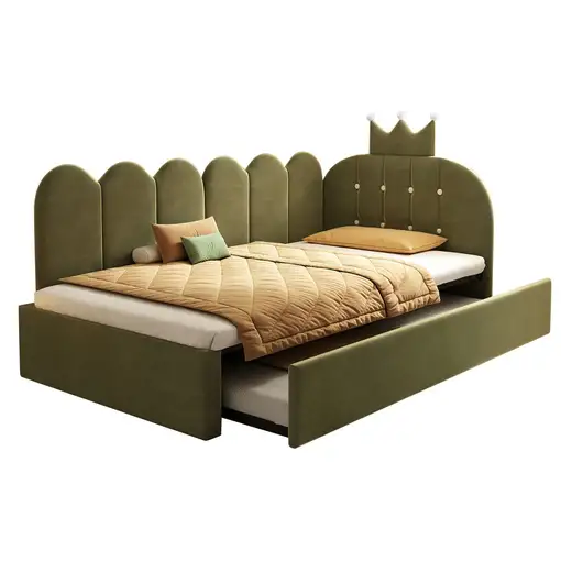 Sofá cama CollaHausse en terciopelo, Cama nido 90x190 cm, Forma en L 90x200cm