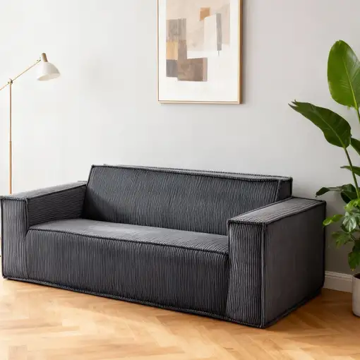 Sofá CollaHausse en terciopelo acanalado, Asiento profundo, Sin patas Sofá CollaHausse en terciopelo acanalado, Asiento profundo, Sin patas