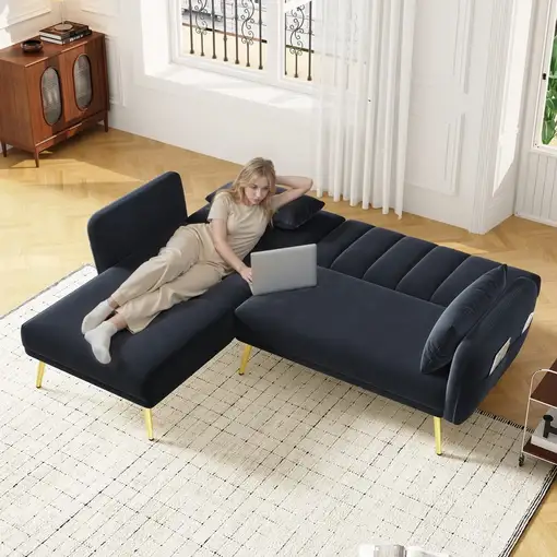 Sofá de esquina CollaHausse Plegable, Forma en L, Función cama, Rincón adicional Sofá de esquina CollaHausse Plegable, Forma en L, Función cama, Rincón adicional