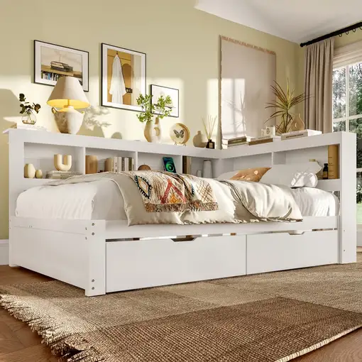 Cama CollaHausse en tablero de partículas, 140 x 200 cm, Dos cajones 140x200cm