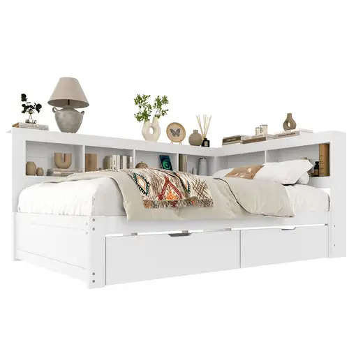 Cama CollaHausse en tablero de partículas, 140 x 200 cm, Dos cajones 140x200cm