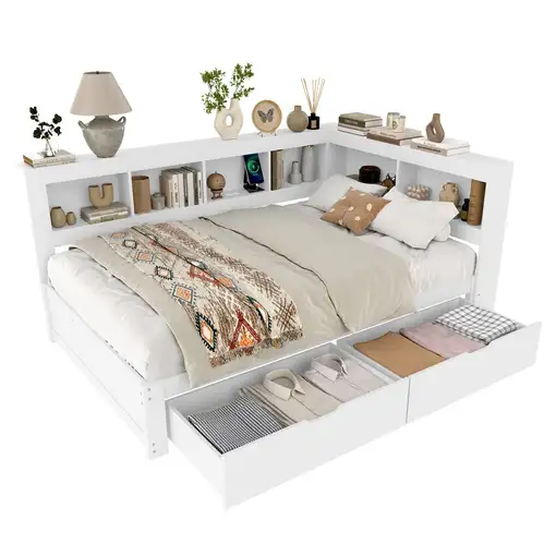 Cama CollaHausse en tablero de partículas, 140 x 200 cm, Dos cajones 140x200cm