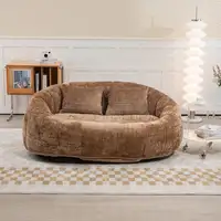 Sillón CollaHausse en chenilla, Puf de bolas, Respaldo alto, Mullido, Cómodo