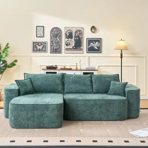 Sofá de esquina CollaHausse en chenilla, Forma en L, Chaise longue 262cm