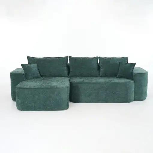 Sofá de esquina CollaHausse en chenilla, Forma en L, Chaise longue 262cm