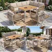 Sofá de esquina CollaHausse en acero, Set de 6 piezas, 2 sillones incluidos Sofá de esquina CollaHausse en acero, Set de 6 piezas, 2 sillones incluidos