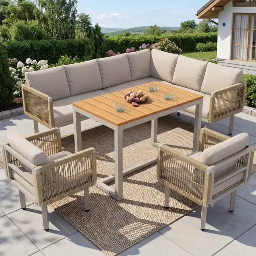 Sofá de esquina CollaHausse en acero, Set de 6 piezas, 2 sillones incluidos
