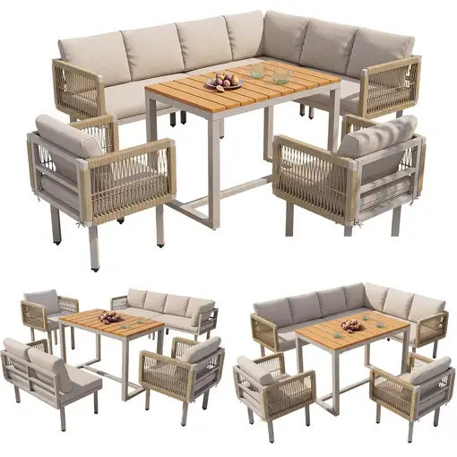 Sofá de esquina CollaHausse en acero, Set de 6 piezas, 2 sillones incluidos