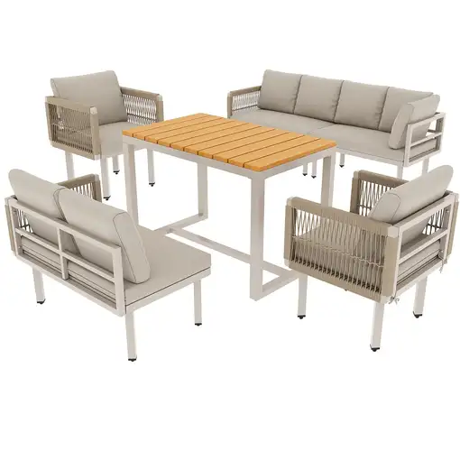 Sofá de esquina CollaHausse en acero, Set de 6 piezas, 2 sillones incluidos