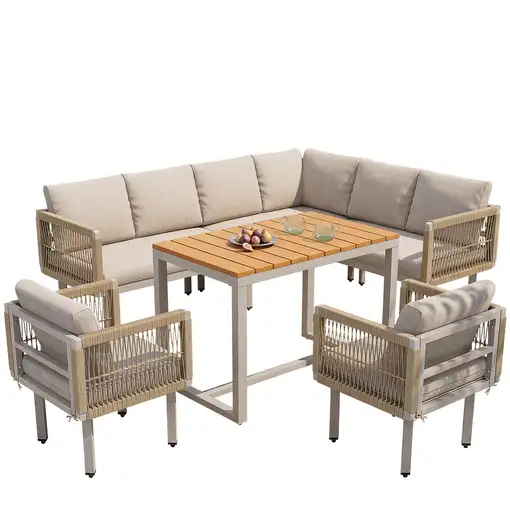 Sofá de esquina CollaHausse en acero, Set de 6 piezas, 2 sillones incluidos