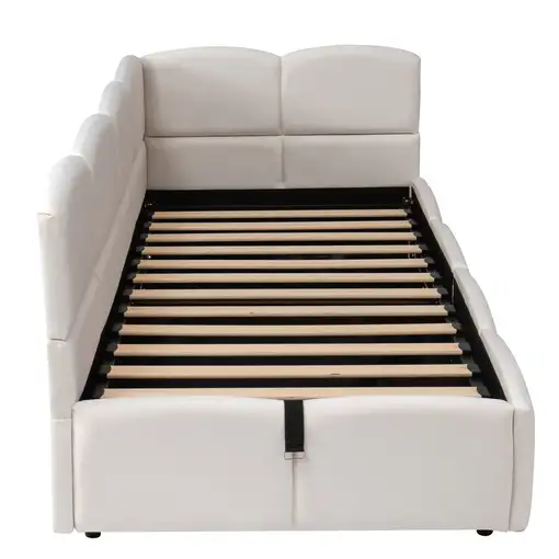 Cama CollaHausse en terciopelo, Con somier de láminas, Cargador USB 90x200cm