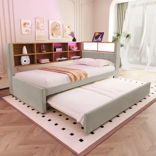 Sofá cama CollaHausse de franela, Bombillas altamente eficientes 90x200cm