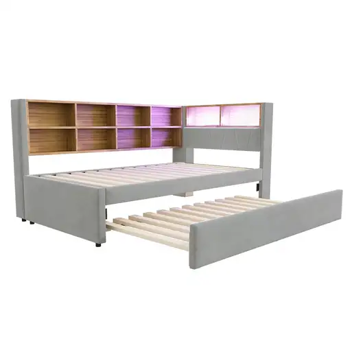 Sofá cama CollaHausse de franela, Bombillas altamente eficientes 90x200cm
