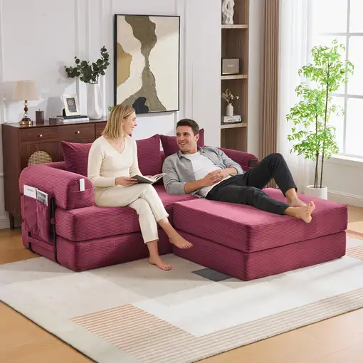 Sofá modular CollaHausse en pana, Modular, Con puf, Estructura metálica estable